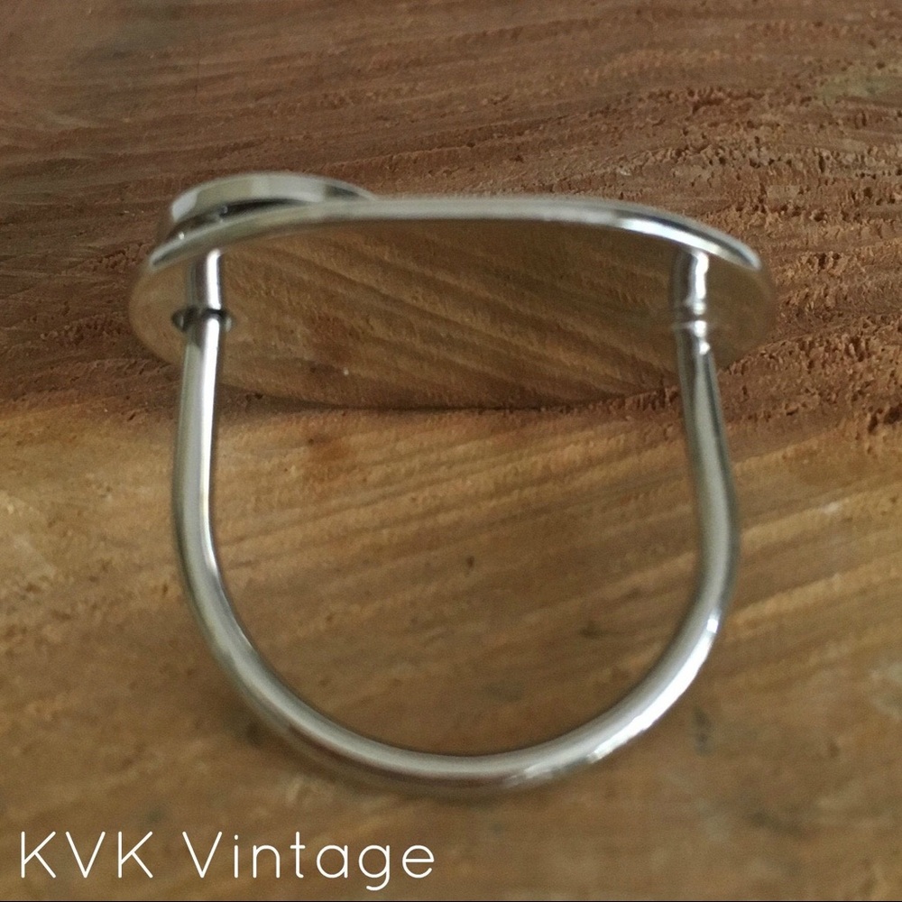 Silver Oval Button Ring - Vintage Ring - image 3